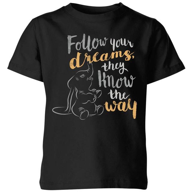 Dumbo Follow Your Dreams Kids' T-Shirt - Black - 11-12 Years on Productcaster.