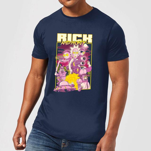 Rick and Morty 80s Poster Herren T-Shirt - Navy Blau - M on Productcaster.