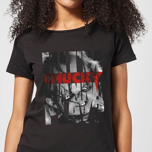 Camiseta Chucky Typographic - Mujer - Negro - 3XL on Productcaster.