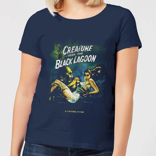 Universal Monsters Creature From The Black Lagoon Vintage Poster Women's T-Shirt - Navy - L on Productcaster.