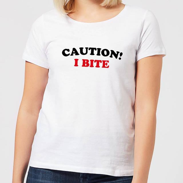 Halloween Caution! I Bite Women's T-Shirt - White - M - Weiß on Productcaster.