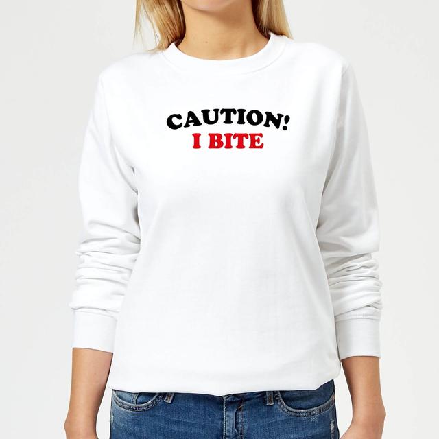 Caution! I Bite Women's Sweatshirt - White - M - Weiß on Productcaster.