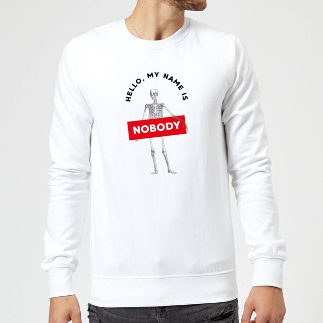 Hello, My Name Is Nobody Sweatshirt - White - XXL - White on Productcaster.