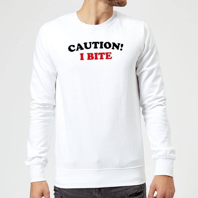 Caution! I Bite Sweatshirt - White - L - White on Productcaster.