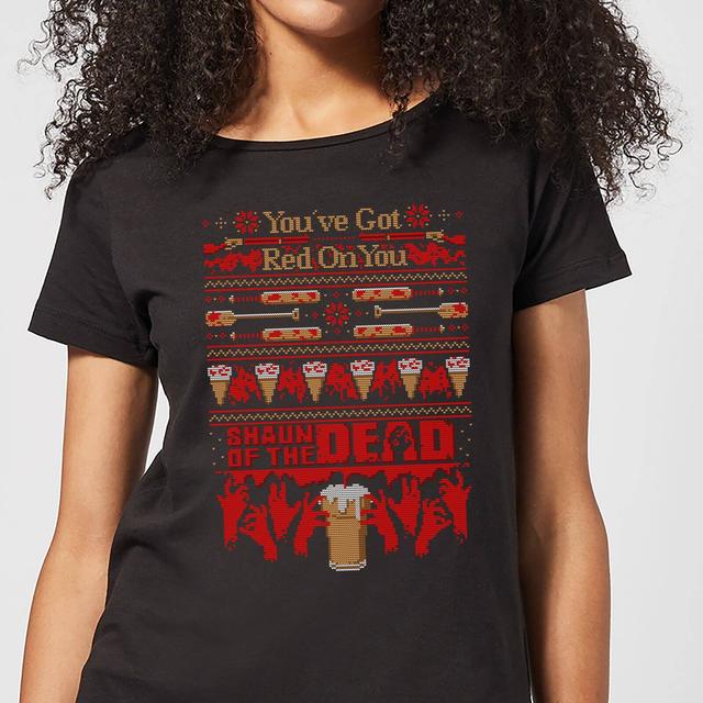 Shaun Of The Dead Youve Got Red On You Christmas Damen T-Shirt - Schwarz - M on Productcaster.