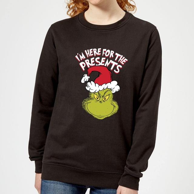 The Grinch Im Here For The Presents Damen Weihnachtspullover - Schwarz - 3XL on Productcaster.