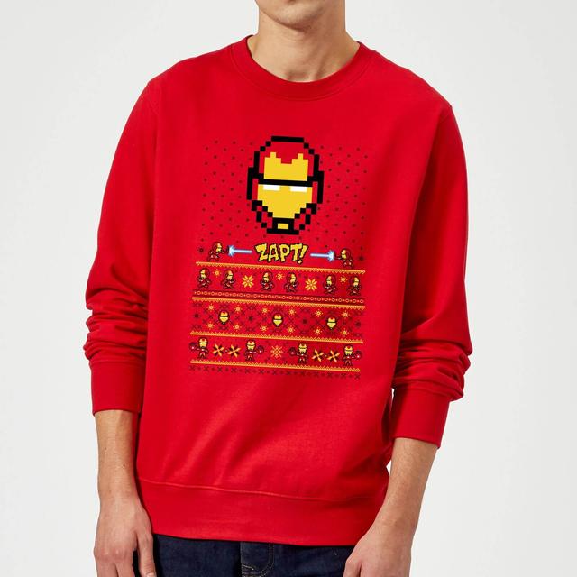 Marvel Avengers Iron Man Pixel Art Christmas Jumper - Red - M on Productcaster.