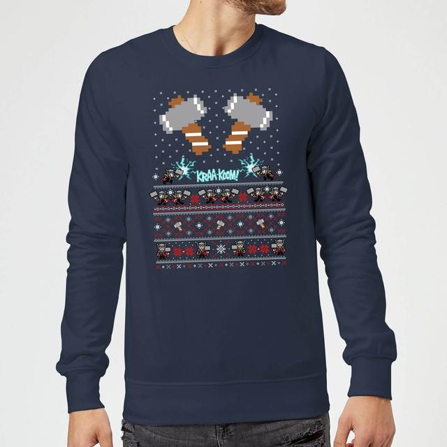 Marvel Avengers Thor Pixel Art Christmas Jumper - Navy - XL on Productcaster.