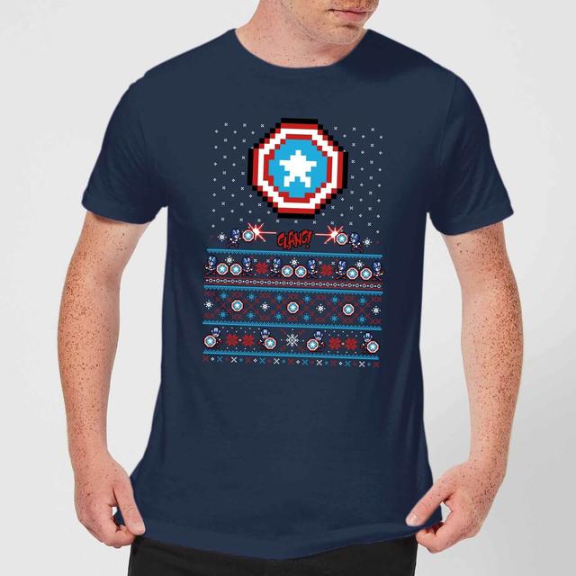 Camiseta navideña para hombre Avengers Capitán América Pixel Art de Marvel - Azul marino - XXL on Productcaster.