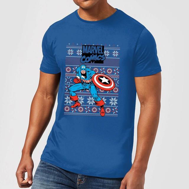 Marvel Avengers Captain America kerst T-shirt - Blauw - M on Productcaster.