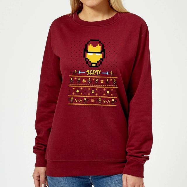 Marvel Avengers Iron Man Pixel Art Women's Christmas Jumper - Burgundy - XS on Productcaster.