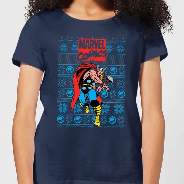 Camiseta navideña para mujer Avengers Thor de Marvel - Azul marino - XL on Productcaster.