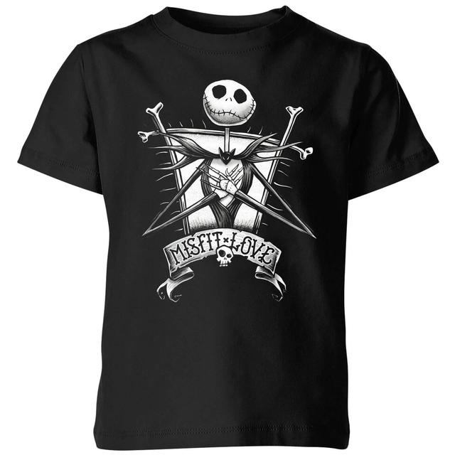 The Nightmare Before Christmas Jack Skellington Misfit Love Kids' T-Shirt - Black - 5-6 år - Svart on Productcaster.