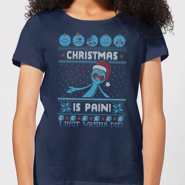 Rick and Morty Mr Meeseeks Pain Women's Christmas T-Shirt - Navy - M on Productcaster.