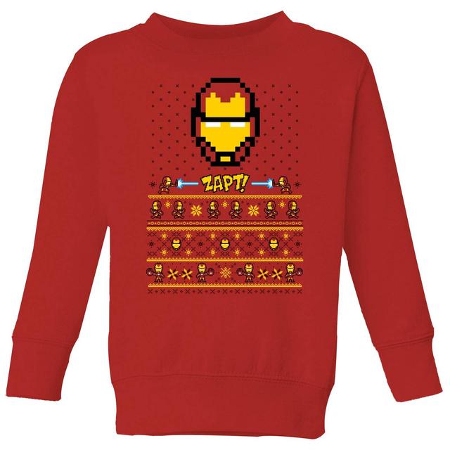 Marvel Avengers Iron Man Pixel Art Kids Christmas Jumper - Red - 11-12 años - Rojo on Productcaster.