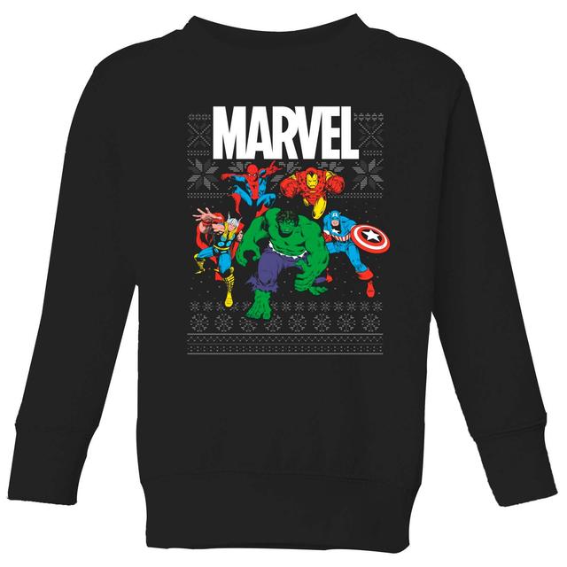 Marvel Avengers Group Kids Christmas Jumper - Black - 7-8 años on Productcaster.