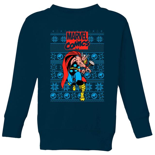 Marvel Avengers Thor Kids Christmas Jumper - Navy - 9-10 años on Productcaster.