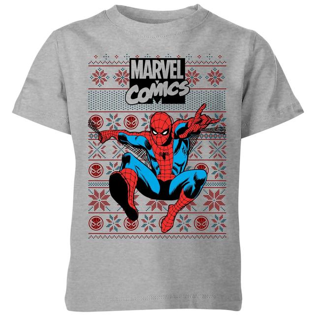 Camiseta navideña para niños Avengers Classic Spider-Man de Marvel - Gris - 3-4 años on Productcaster.