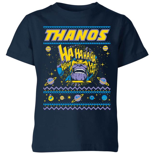 Thanos Christmas Knit Kids Christmas T-Shirt - Navy - 7-8 Years on Productcaster.