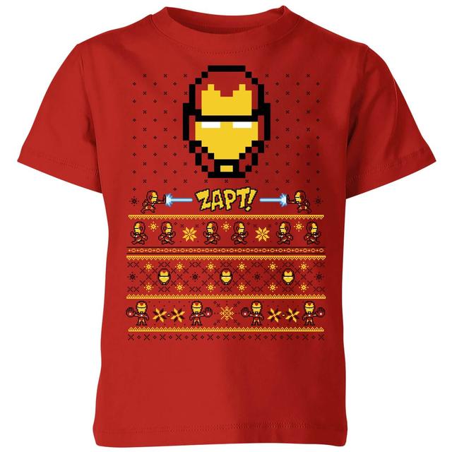 Marvel Avengers Iron Man Pixel Art Kids Christmas T-Shirt - Red - 5-6 años on Productcaster.