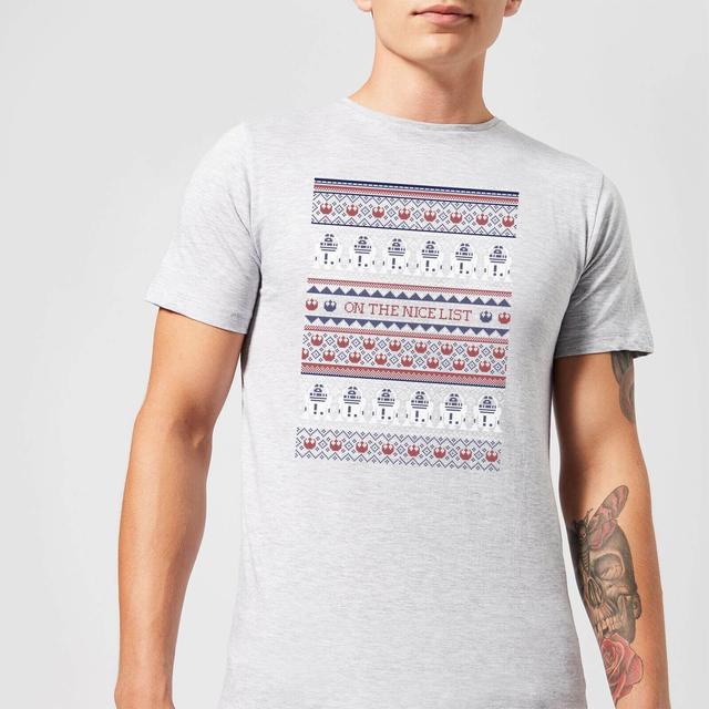 Star Wars On The Nice List Pattern Men's Christmas T-Shirt - Grey - XL on Productcaster.