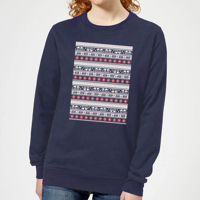 Star Wars AT-AT Pattern Damen Weihnachtspullover – Navy - S - Marineblau on Productcaster.