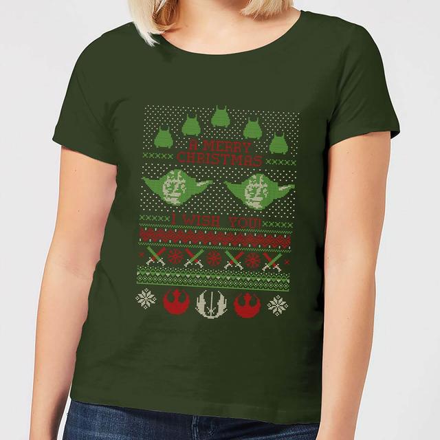 Camiseta navideña para mujer Merry Christmas I Wish You Knit de Star Wars - Verde bosque - XL - Forest Green on Productcaster.