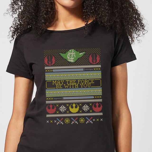 Camiseta navideña con estampado May The Force Be With You para mujer de Star Wars - Negro - S on Productcaster.