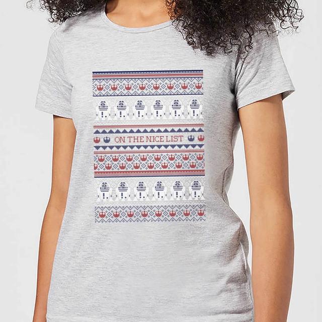 Star Wars On The Nice List Pattern Women's Christmas T-Shirt - Grey - 5XL - Grå on Productcaster.