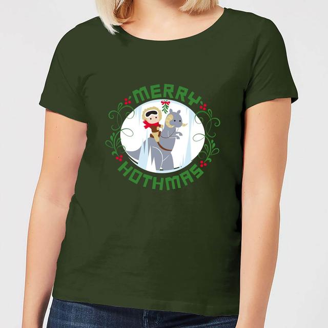 Star Wars Merry Hothmas Damen T-Shirt - Dunkelgrün - L - Forest Green on Productcaster.