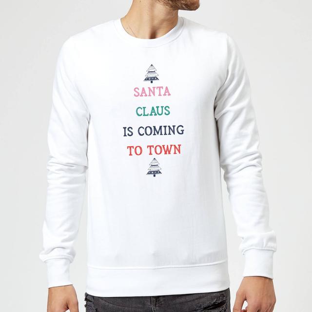 Santa Claus Is Coming To Town Christmas Sweatshirt - White - M - Weiß on Productcaster.