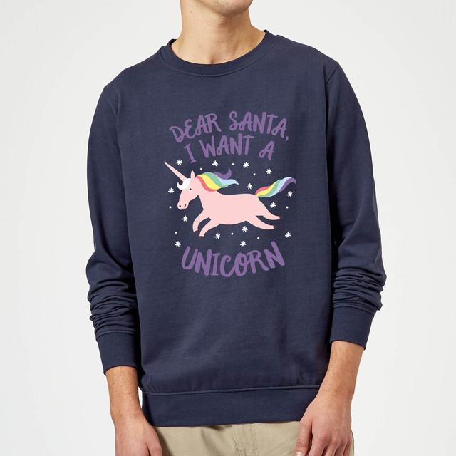 Dear Santa, I Want A Unicorn Christmas Sweatshirt - Navy - L on Productcaster.