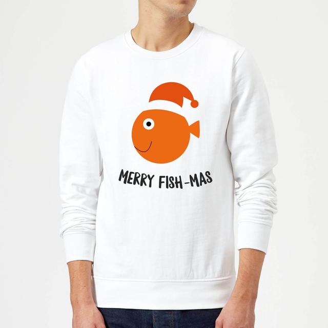 Merry Fish-Mas Christmas Sweatshirt - White - M on Productcaster.