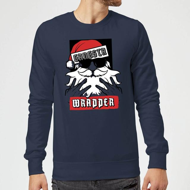 Gangsta Wrapper Christmas Sweatshirt - Navy - S on Productcaster.