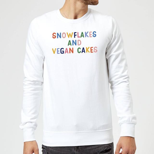 Snowflakes and Vegan Cakes Christmas Sweatshirt - White - L on Productcaster.