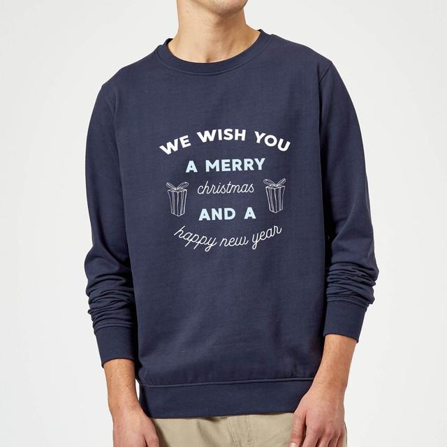 We Wish You A Merry Christmas and A Happy New Year Christmas Sweatshirt - Navy - L - Marineblau on Productcaster.