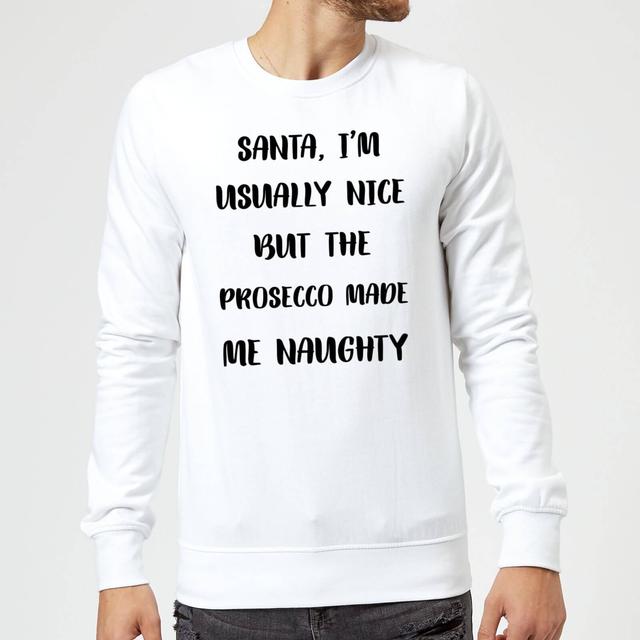 Santa I'm Usually Nice But The Prosecco Made Me Naughty Christmas Jumper - White - XXL - White on Productcaster.