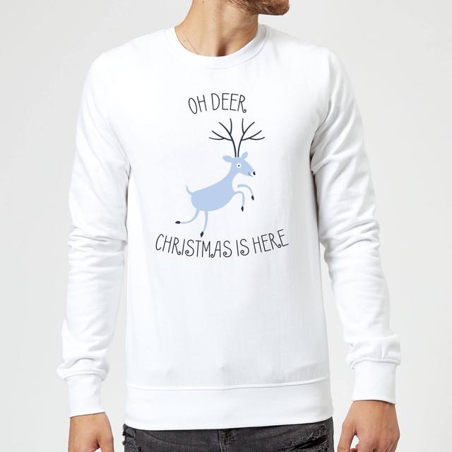 Oh Deer Christmas Is Here Christmas Jumper - White - L - White on Productcaster.