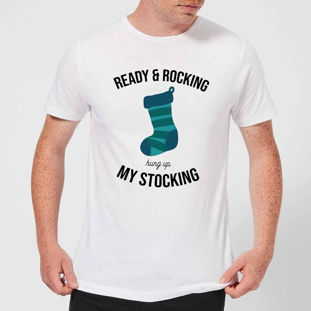 Ready & Rocking Hung Up My Stocking Men's Christmas T-Shirt - White - XL - Weiß on Productcaster.