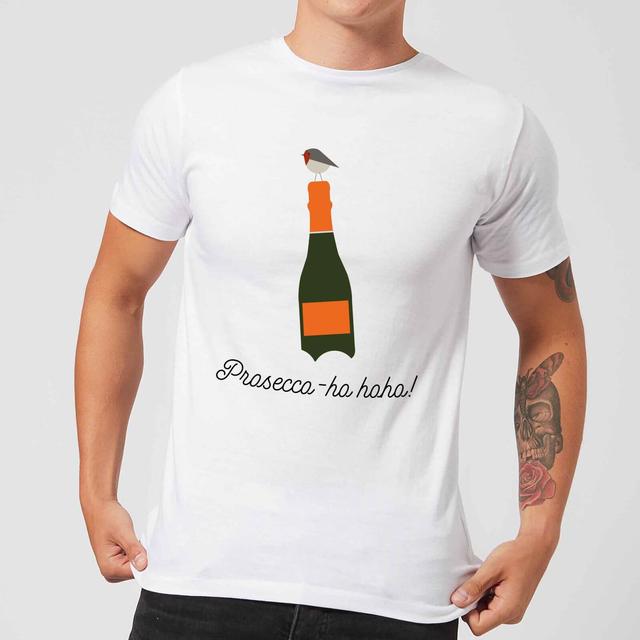 Prosecco-ho-ho Men's Christmas T-Shirt - White - L - Weiß on Productcaster.