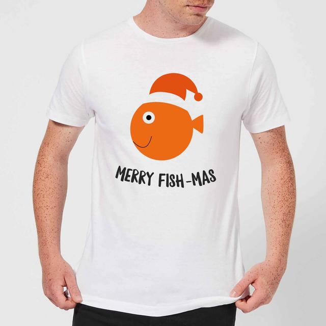 Merry Fish-Mas Men's Christmas T-Shirt - White - XXL - Weiß on Productcaster.