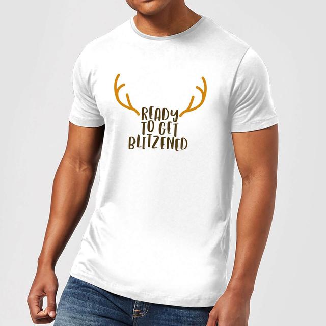 Ready To Get Blitzened Men's Christmas T-Shirt - White - 5XL - White on Productcaster.