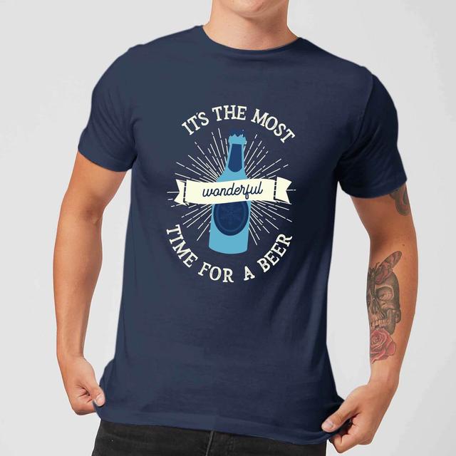 It's The Most Wonderful Time for A Beer Men's Christmas T-Shirt - Navy - L on Productcaster.