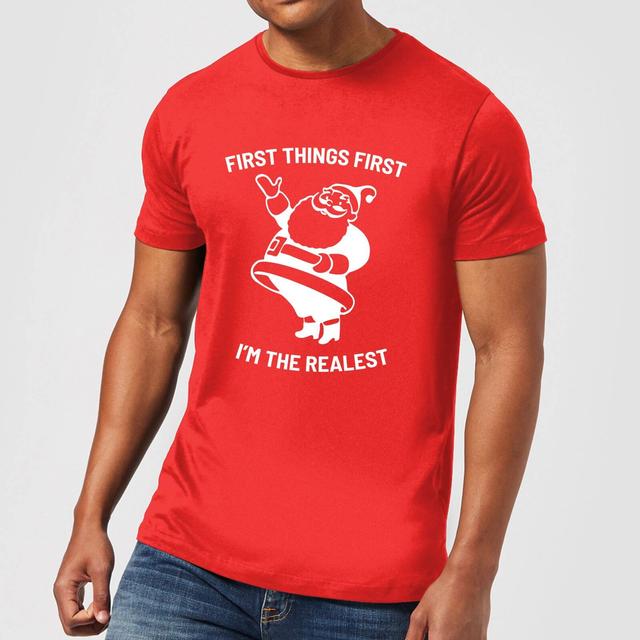 First Things First I'm The Realest Men's Christmas T-Shirt - Red - XL - Rot on Productcaster.