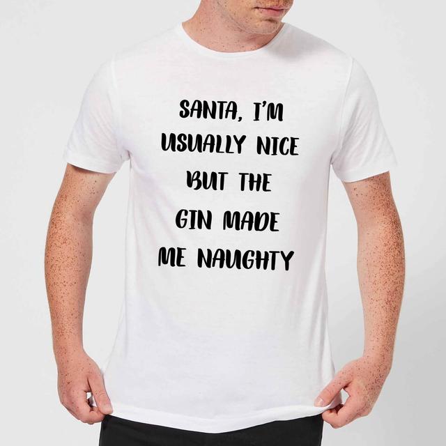 Santa I'm Usually Nice But The Gin Made Me Naughty Men's Christmas T-Shirt - White - XXL - Weiß on Productcaster.