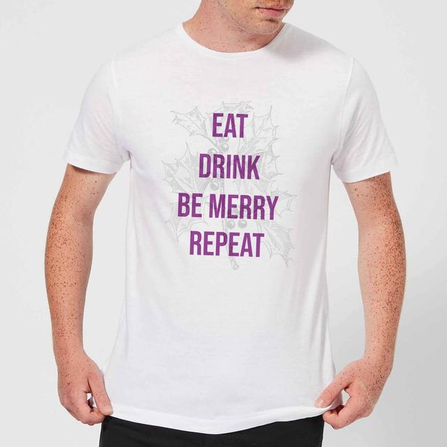 Eat Drink Be Merry Repeat Men's Christmas T-Shirt - White - XL - Weiß on Productcaster.