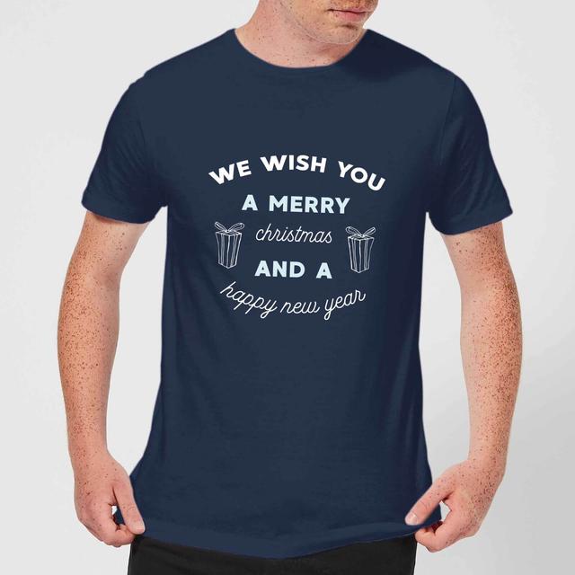 We Wish You A Merry Christmas and A Happy New Year Men's Christmas T-Shirt - Navy - L - Marineblau on Productcaster.