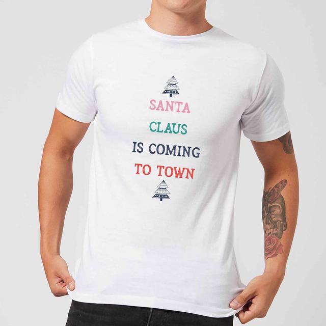 Santa Claus Is Coming To Town Men's Christmas T-Shirt - White - 5XL - White on Productcaster.