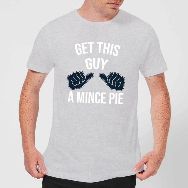 Get This Guy A Mince Pie Men's Christmas T-Shirt - Grey - S on Productcaster.