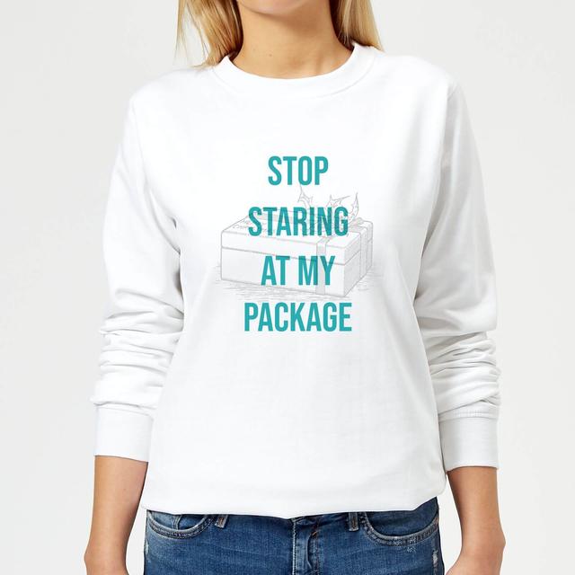 Stop Staring At My Package Women's Christmas Sweatshirt - White - L - Weiß on Productcaster.